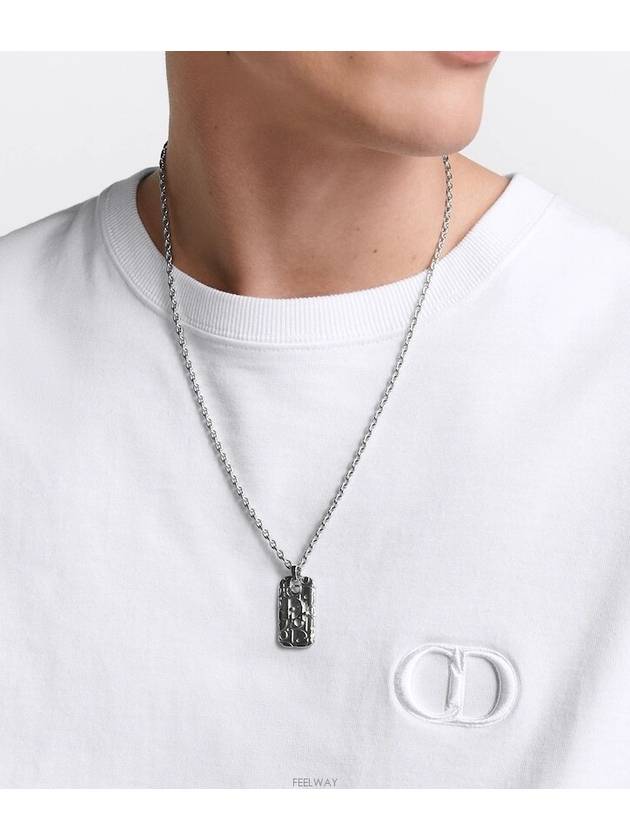 Oblique Plate Pendant Necklace Silver - DIOR - BALAAN 5