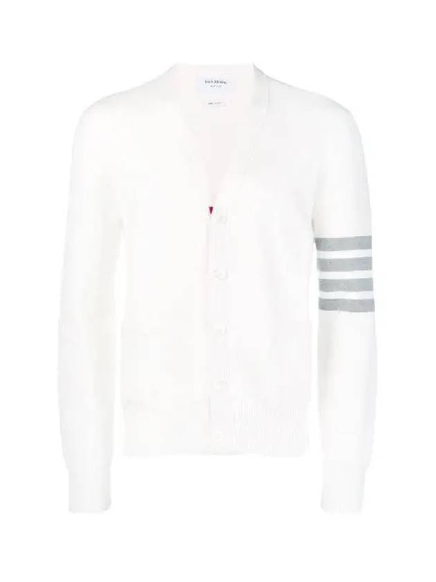 Milano Stitch 4 Bar Cardigan White - THOM BROWNE - BALAAN 2