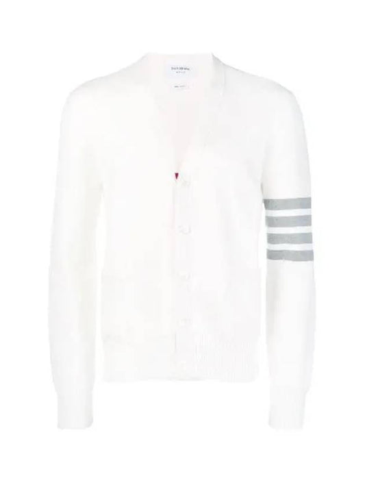 Milano Stitch 4 Bar Cardigan White - THOM BROWNE - BALAAN 2