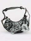 Le Cagole XS Graffiti Lambskin Shoulder Bag Black - BALENCIAGA - BALAAN 3