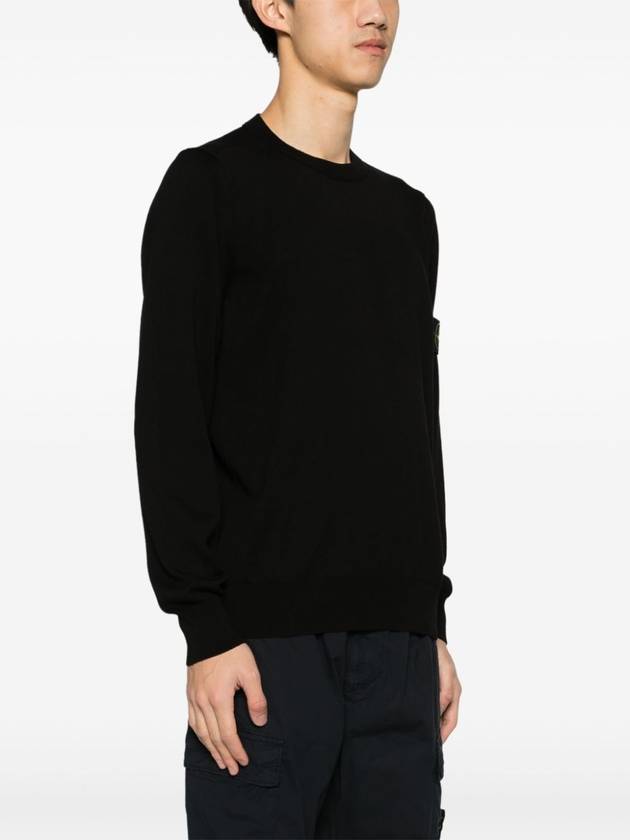 Crewneck Soft Cotton Knit Top Black - STONE ISLAND - BALAAN 5