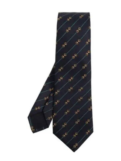 Horsebit Silk Jacquard Neck Tie Blue - GUCCI - BALAAN 2