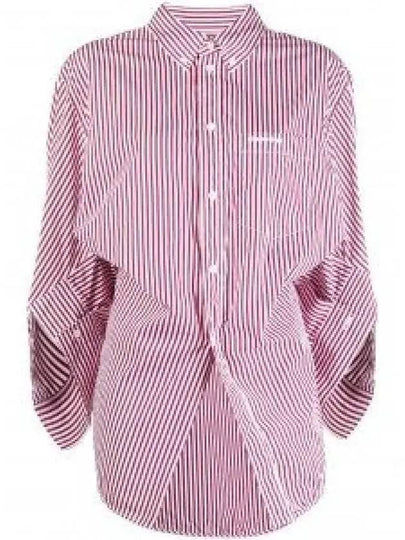 Women's BB Logo Striped Twist Shirt Red - BALENCIAGA - BALAAN 2