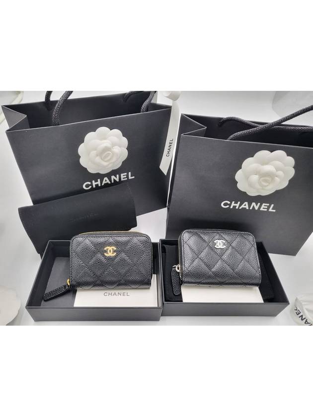 Classic zipper card wallet black caviar gold AP0216 - CHANEL - BALAAN 9