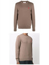 Heart Round Neck Logo Patch Knit Top Brown - AMI - BALAAN 6