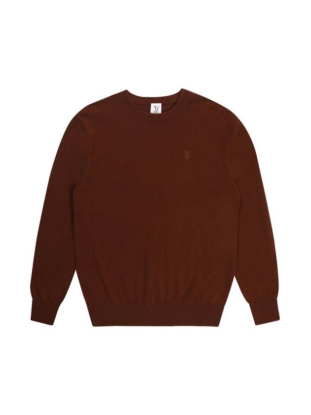 Cashmere Blend Round Knit Top Brown - SOLEW - BALAAN 1