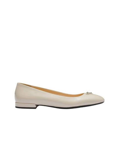 Patent Leather Ballerina Flats Ivory - PRADA - BALAAN 1