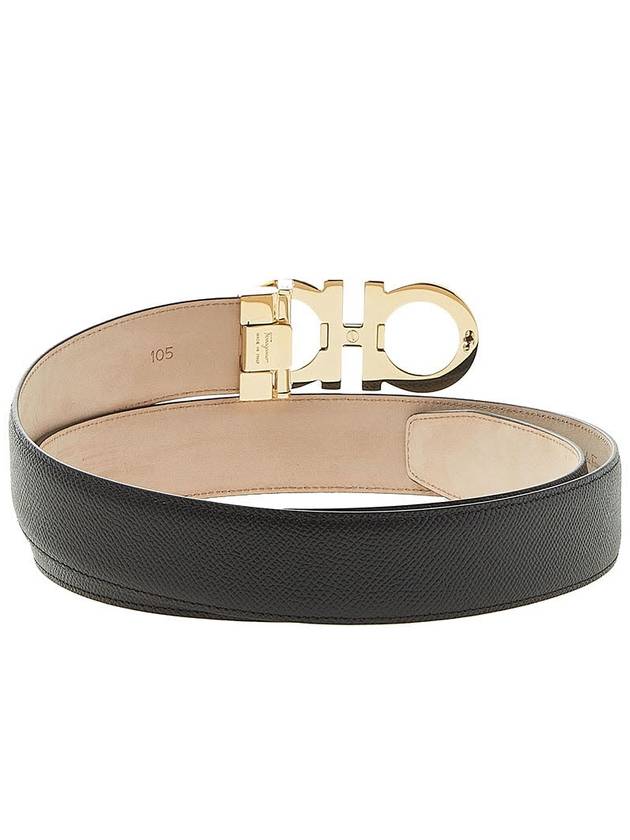 Gancini Metal Logo Leather Belt Black - SALVATORE FERRAGAMO - BALAAN 5