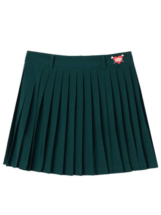 Women's Heart Attack Layer Pleated Skirt Deep Green - GOXO - BALAAN 2