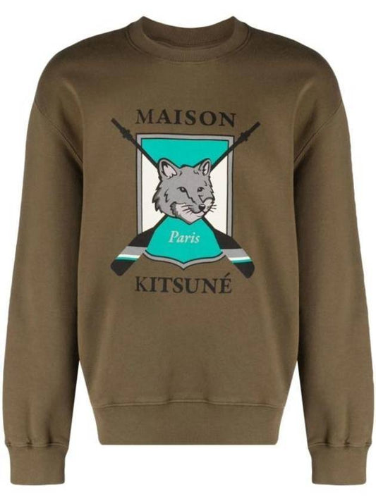 College Fox Print Sweatshirt Khaki - MAISON KITSUNE - BALAAN 1