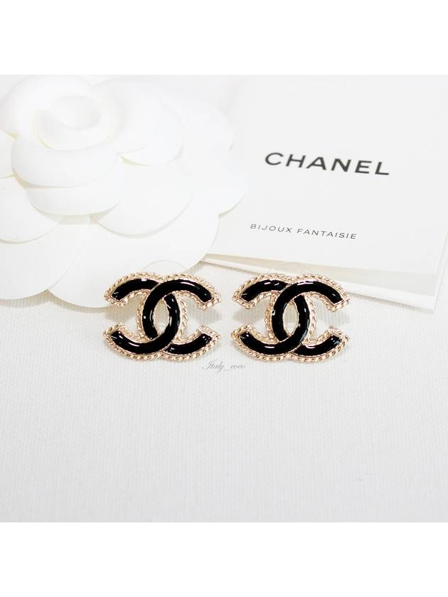 stud earrings metal gold black - CHANEL - BALAAN 3