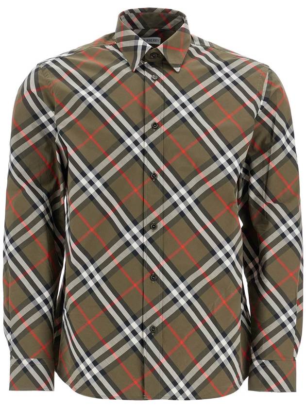 Check Cotton Long Sleeve Shirt Green - BURBERRY - BALAAN 2