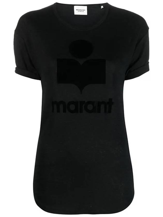 Koldi Logo Linen Short Sleeve T-Shirt Black - ISABEL MARANT ETOILE - BALAAN 6