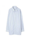 Cotton Pique Striped Long Sleeve Shirt Light Blue - LORO PIANA - BALAAN 1