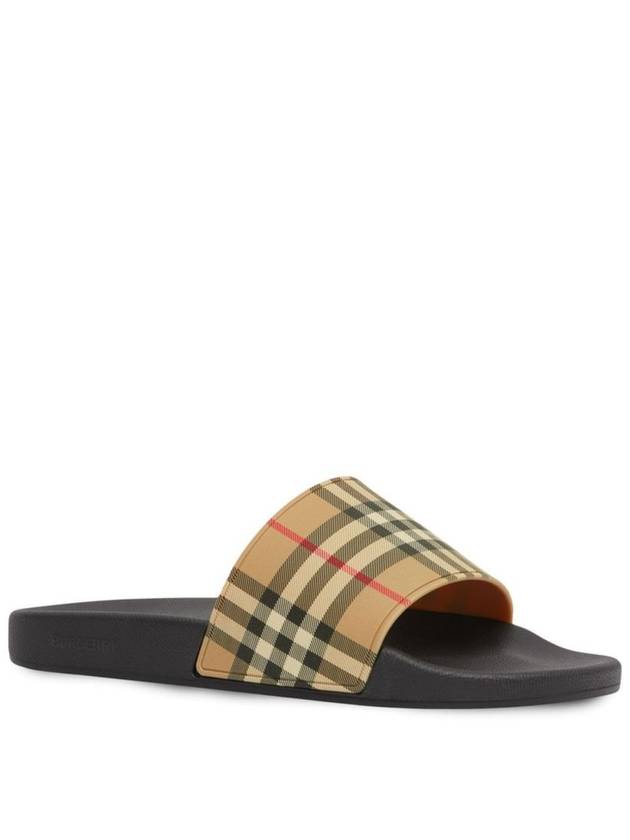 Vintage Check Print Slippers Black Beige - BURBERRY - BALAAN 3