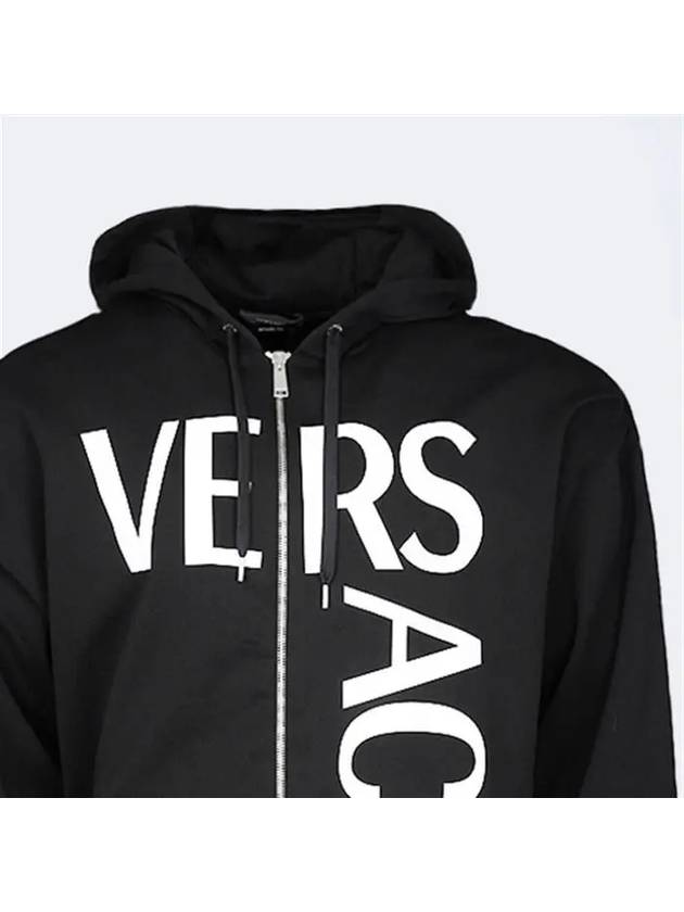 Across Logo Zip-Up Hoodie Black - VERSACE - BALAAN 4