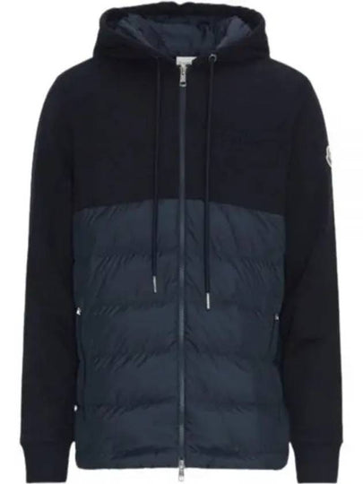 Logo Embroidered Padded Hooded Jacket Navy - MONCLER - BALAAN 2