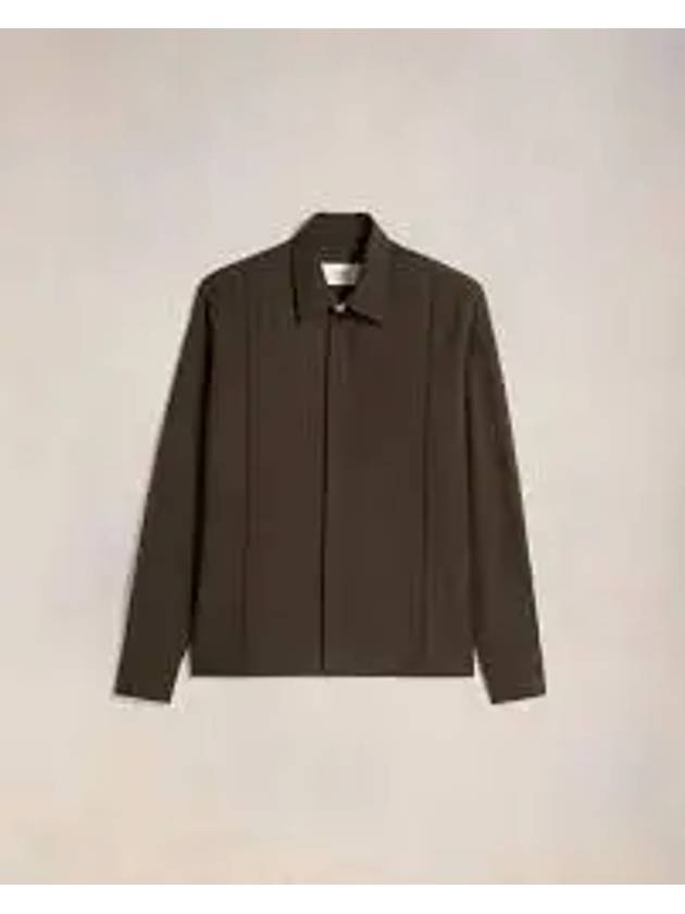 Pintuck Virgin Wool Long Sleeve Shirt Dark Coffee - AMI - BALAAN 2