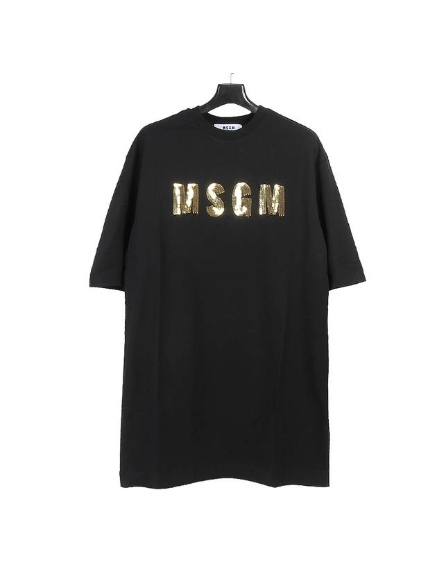 Women's Logo Cotton Short Sleeve T-Shirt Black - MSGM - BALAAN 1