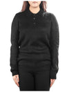 Women's Mohair Polo Long Sleeve Knit Top Black - PRADA - BALAAN 2