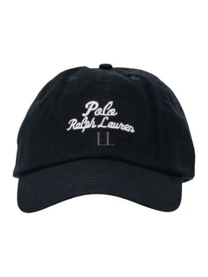 Chain Stitch Logo Ball Cap Black - POLO RALPH LAUREN - BALAAN 2