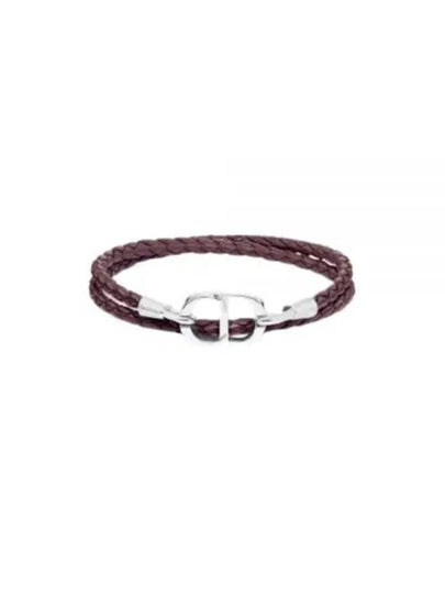 CD Icon Braided Leather Bracelet Burgundy - DIOR - BALAAN 2