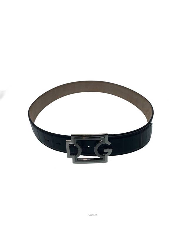 DG Logo Square Leather Belt Black - DOLCE&GABBANA - BALAAN 1