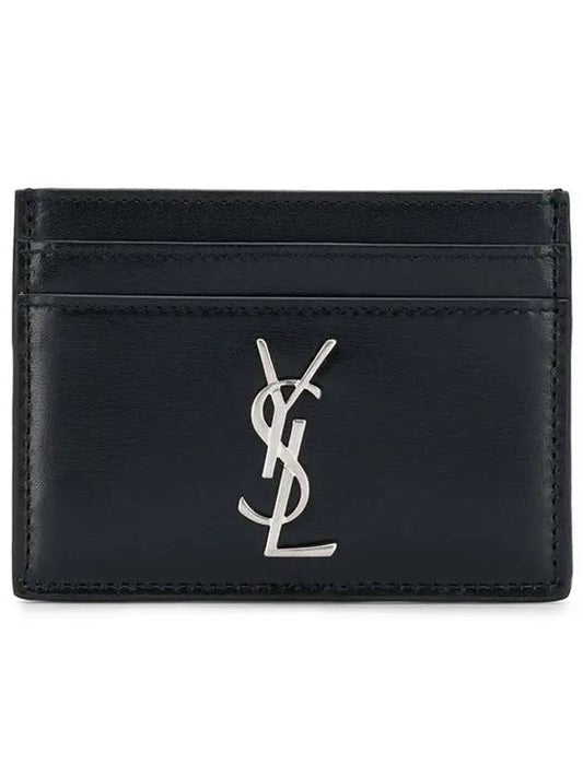 Monogram Card Case in Smooth Leather Black - SAINT LAURENT - BALAAN 2