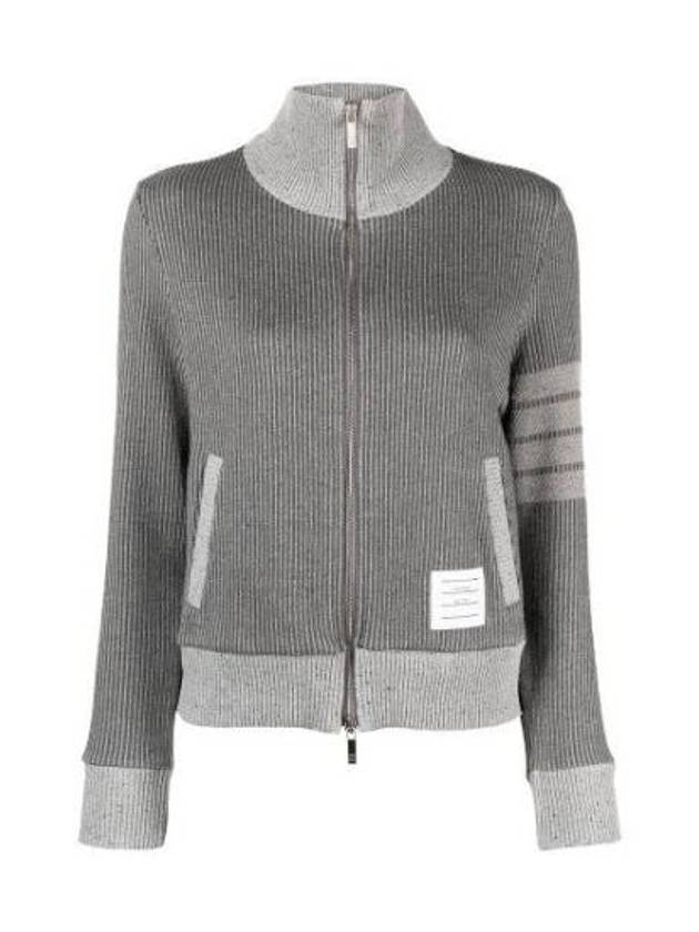 Women's 4-Bar Funnel-Neck Zip-Up Jacket Grey - THOM BROWNE - BALAAN 2