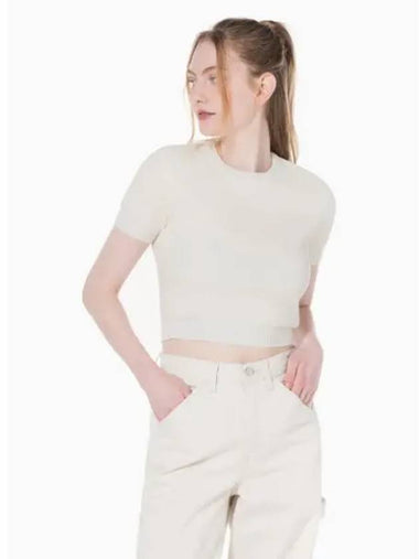 JEANS Women s Ivory Premium AOP Crop Pullover J222972 YBI - CALVIN KLEIN - BALAAN 1