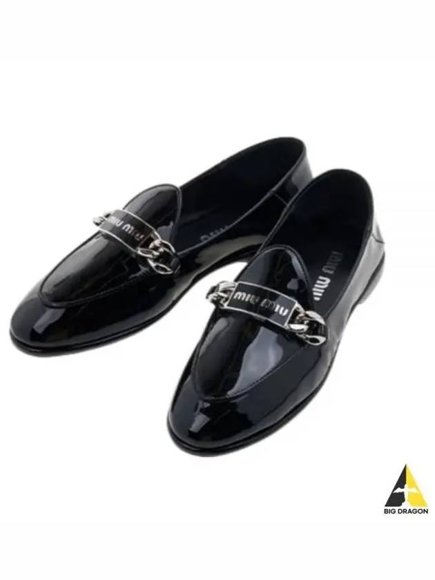 Logo Patent Leather Loafers Black - MIU MIU - BALAAN 2