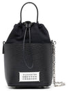 5AC Number Logo Texture Leather Bucket Bag Black - MAISON MARGIELA - BALAAN 3