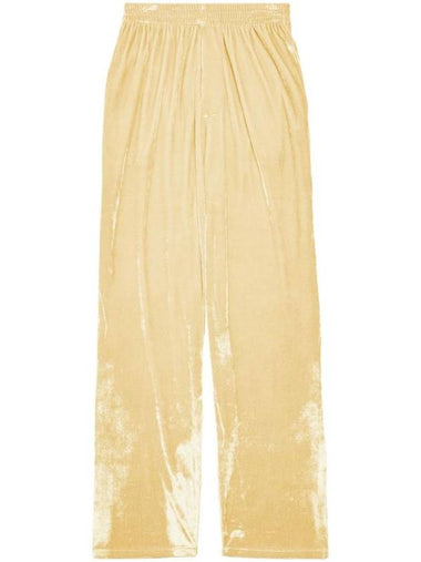 Velvet Effect Straight Pants Yellow - BALENCIAGA - BALAAN 1