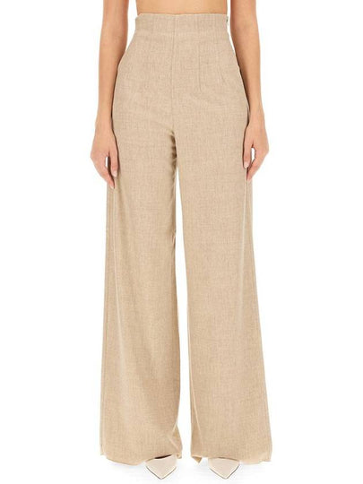 Women's Venas High Waist Virgin Wool Wide Pants Beige - MAX MARA - BALAAN 2