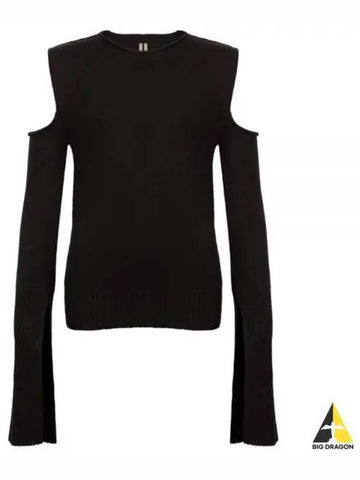 Rick Owens Women s Open Shoulder Long Sleeve T Shirt Black RP01B4663 - RICK OWENS - BALAAN 1