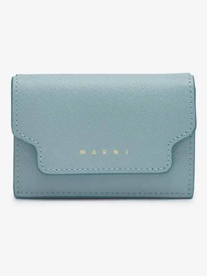 Saffiano Leather Trifold Half Wallet Aquamarine - MARNI - BALAAN 2