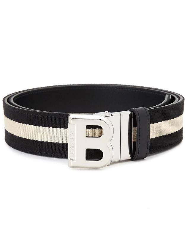 Unisex B Buckle Reversible Belt Black White - BALLY - BALAAN 3