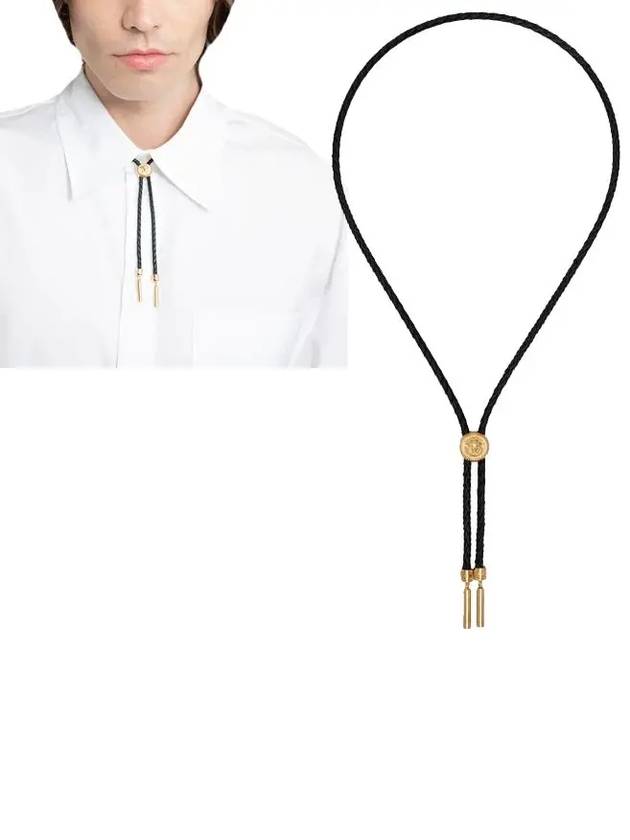 La Medusa Braided Leather Necklace Black - VERSACE - BALAAN 2