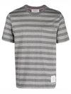 Stripe Pattern Short Sleeve T Shirt Black - THOM BROWNE - BALAAN 2