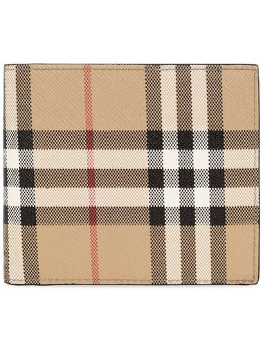 Check Pattern Half Halfwallet Beige - BURBERRY - BALAAN 1