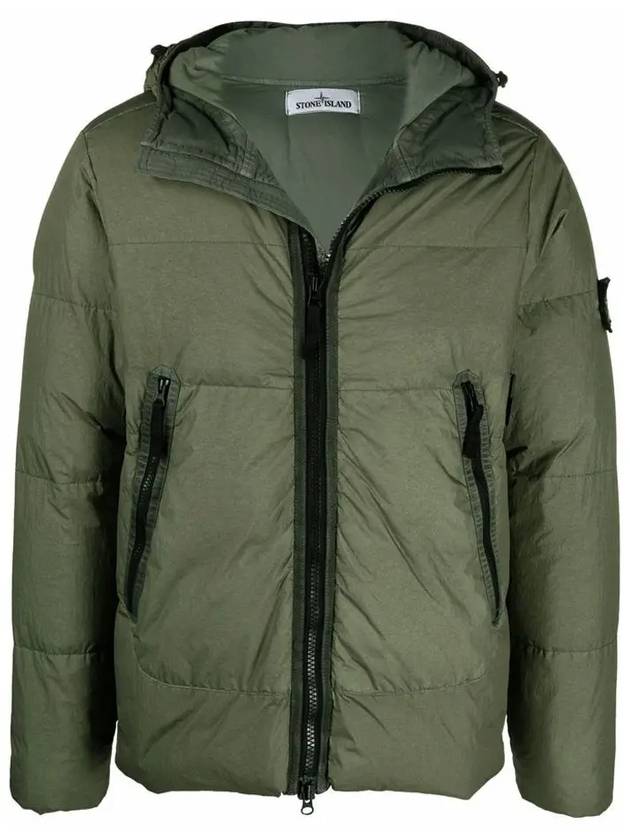 Garment Dyed Crinkle Reps Down Padded Olive - STONE ISLAND - BALAAN 2