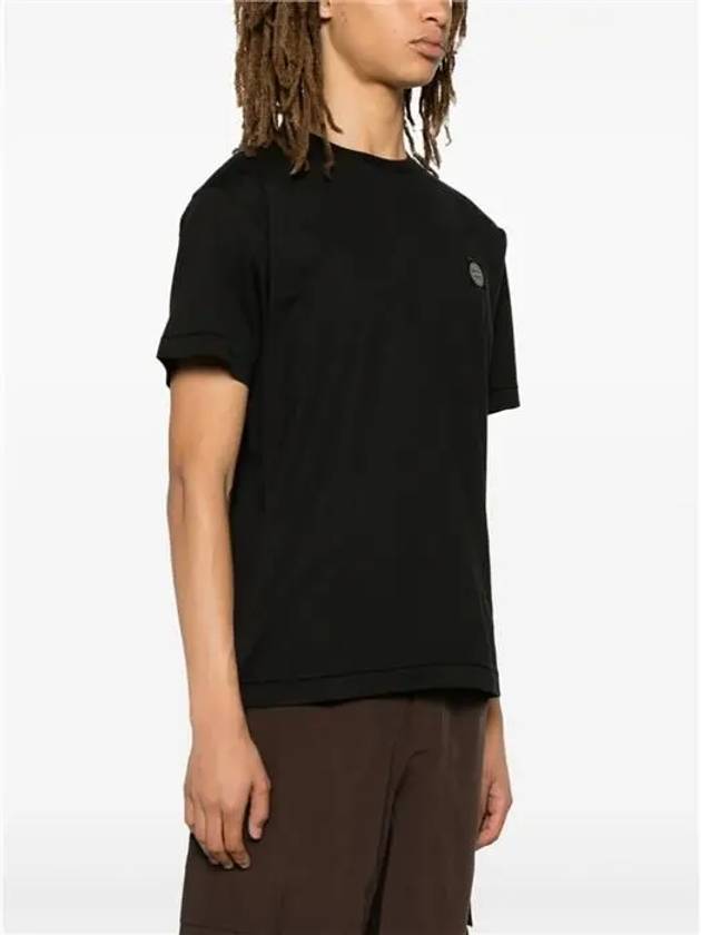 Logo Patch Short Sleeves T-Shirt Black - STONE ISLAND - BALAAN 5