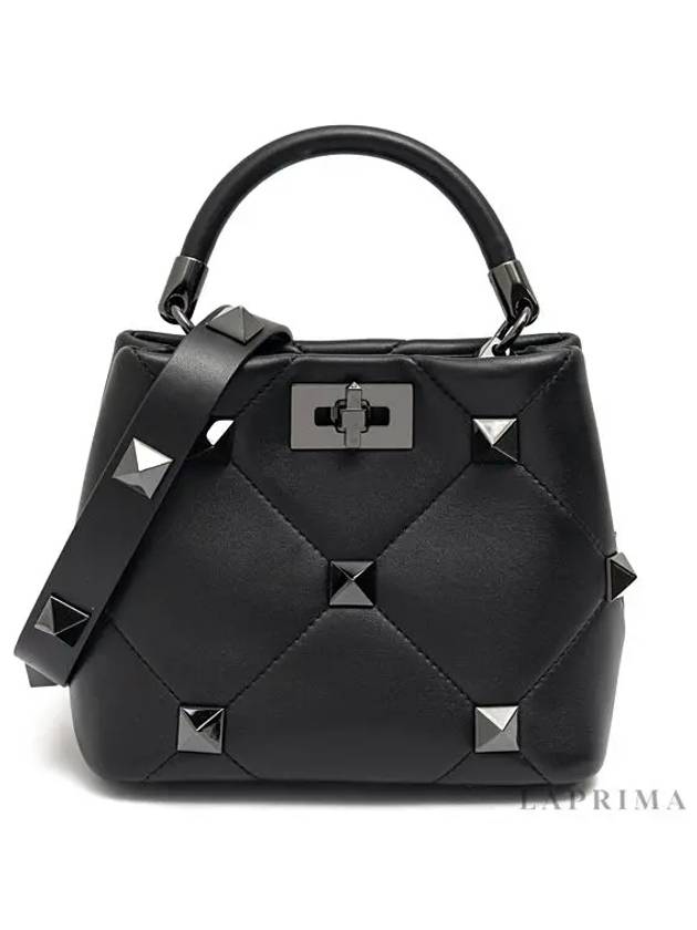 Roman Stud Small Tote Bag Black - VALENTINO - BALAAN 5