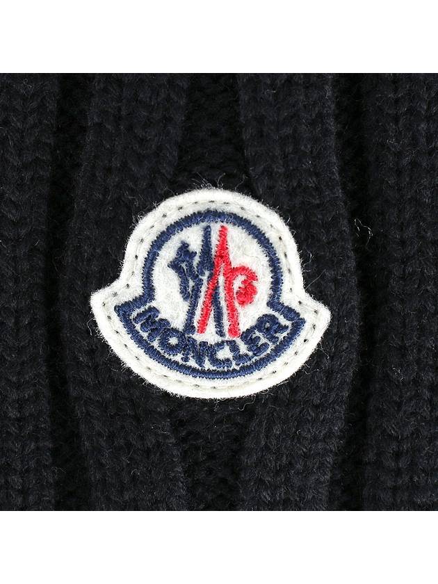 Pom-Pom Detail Wool Beanie Black - MONCLER - BALAAN 6