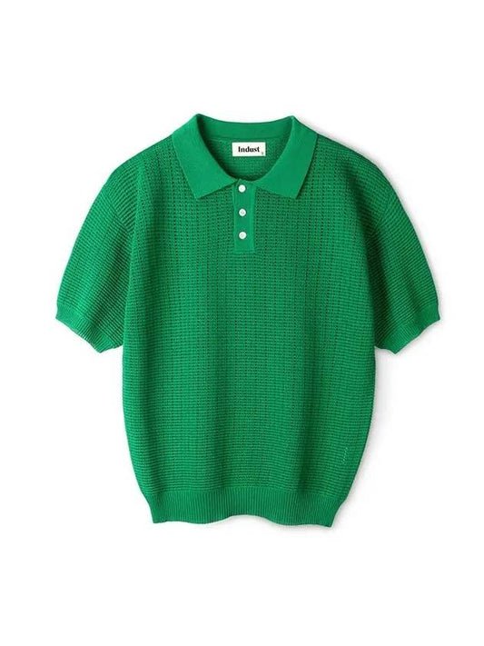Crochet button collar half knit_green - INDUST - BALAAN 1