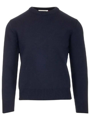 Center Back Striped Stitch Merino Wool Knit Top Navy - THOM BROWNE - BALAAN 1