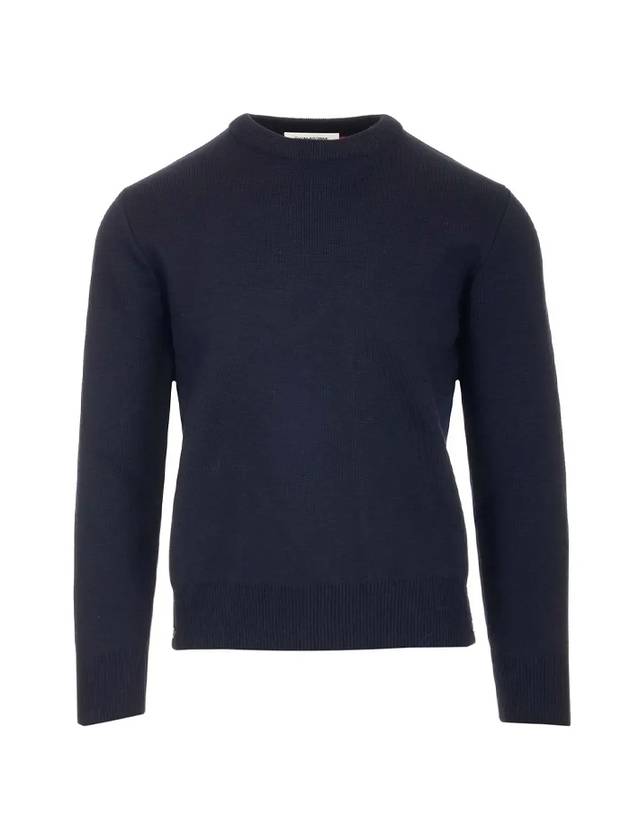 Center Back Striped Stitch Merino Wool Knit Top Navy - THOM BROWNE - BALAAN 1