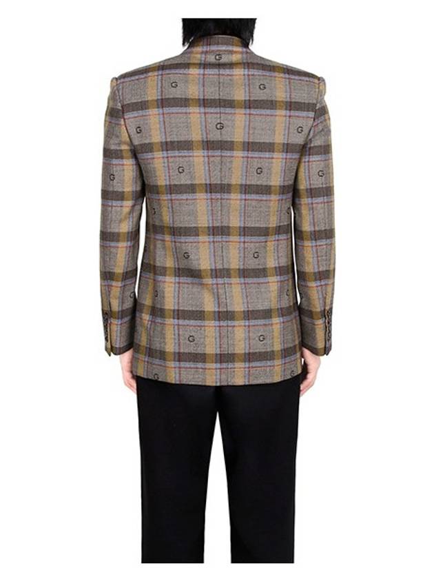 Web Label Check Pocket Wool Jacket Brown - GUCCI - BALAAN 4