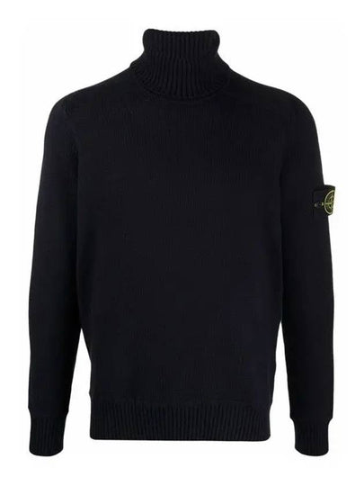 Waffen Patch Cotton Knit Turtleneck Navy - STONE ISLAND - BALAAN 2