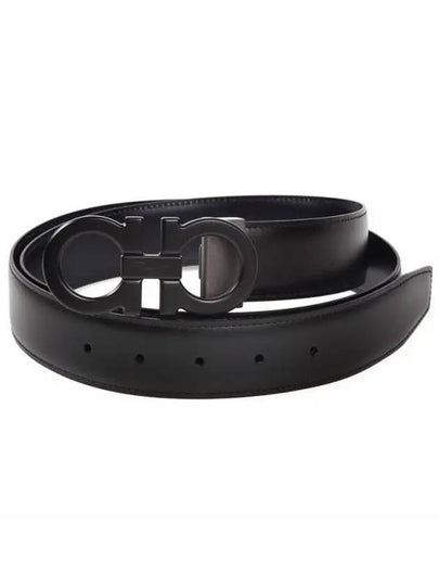 Reversible Gancini Leather Belt Black Navy - SALVATORE FERRAGAMO - BALAAN 2